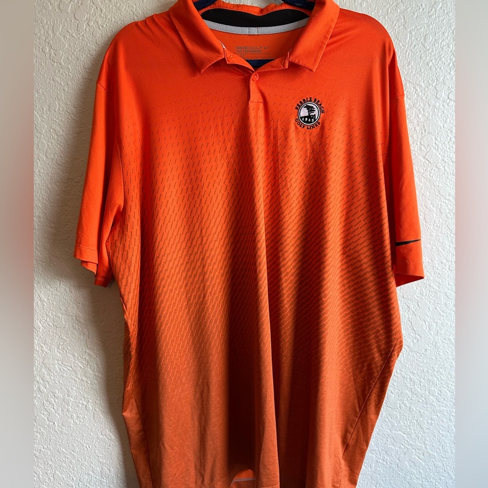 NIKE Golf Men’s 2XL Pebble Beach Golf Links Orange Dri Fit Polo ⛳️